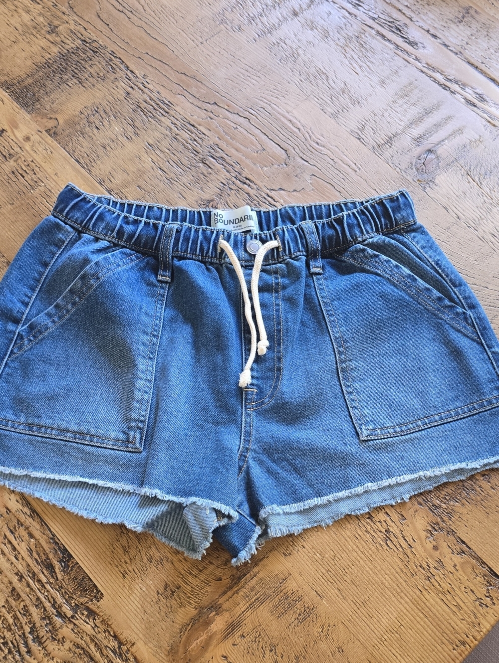 No Boundaries Blue Denim Drawstring Jean Shorts